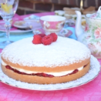 The other star of the Tea Table is a Victoria Sponge Cake. This is a Raspberry Jam Cake. Amazing! I will post the recipe.